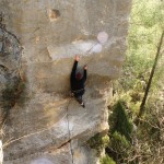 Mirko versucht sich in der "Tellplatte" (6b+ / **)